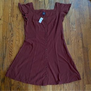 Size M Gap Cotton Button Down Brown Fall Dress